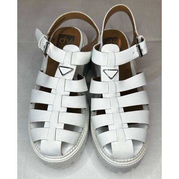 Dolce Vita Loera White Faux Leather Fisherman Chunky Sandals Size 6 - Picture 1 of 7